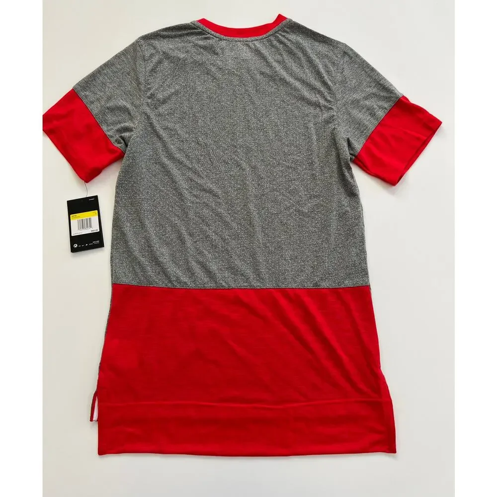 Nike Men's Gray/Red Team Player Short Sleeve CI4545-034 Size S NWT